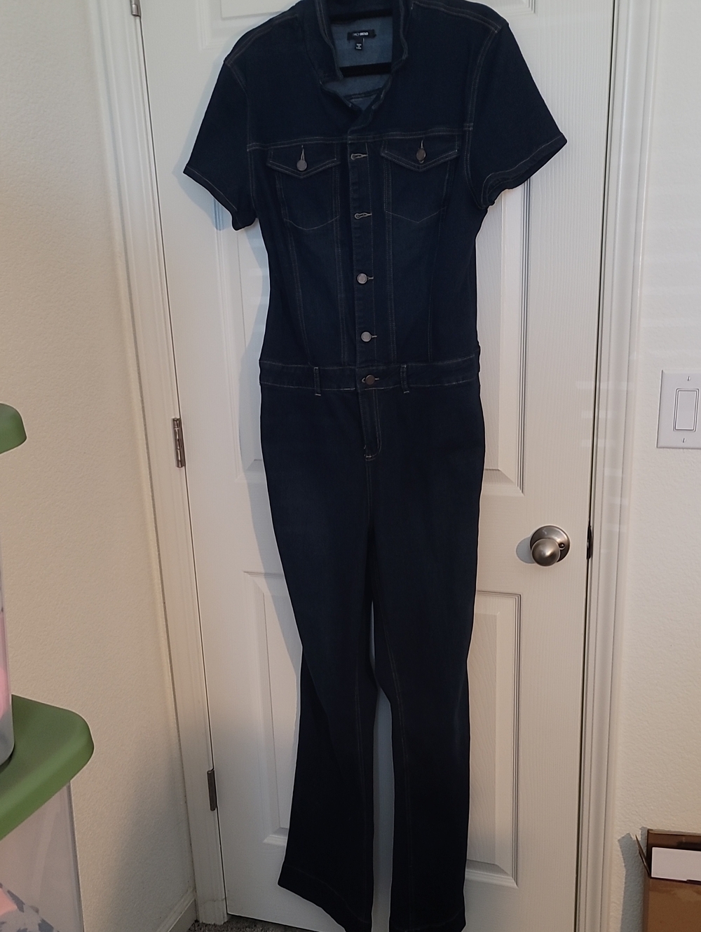Fashion Nova Dark Blue Denim Jumpsuit